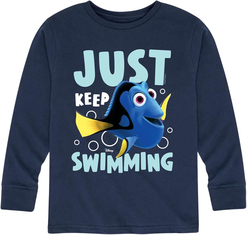 Disney Finding Nemo - Just Keep Swimming - Toddler and Youth Long Sleeve Graphic T-Shirt