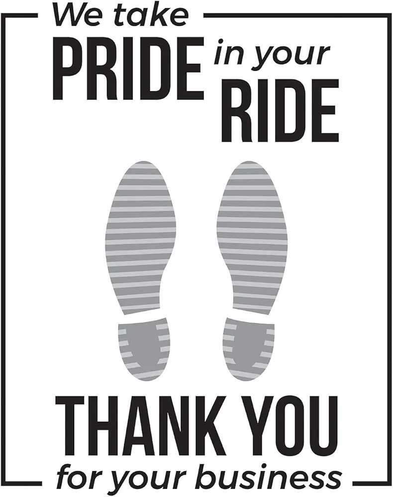 CastleDoor Automotive Floor Mats Plastic Coated Disposable Heavy-Duty Paper “We Take Pride in Your Ride” Shoe Print Floor Mat (Case of 500)