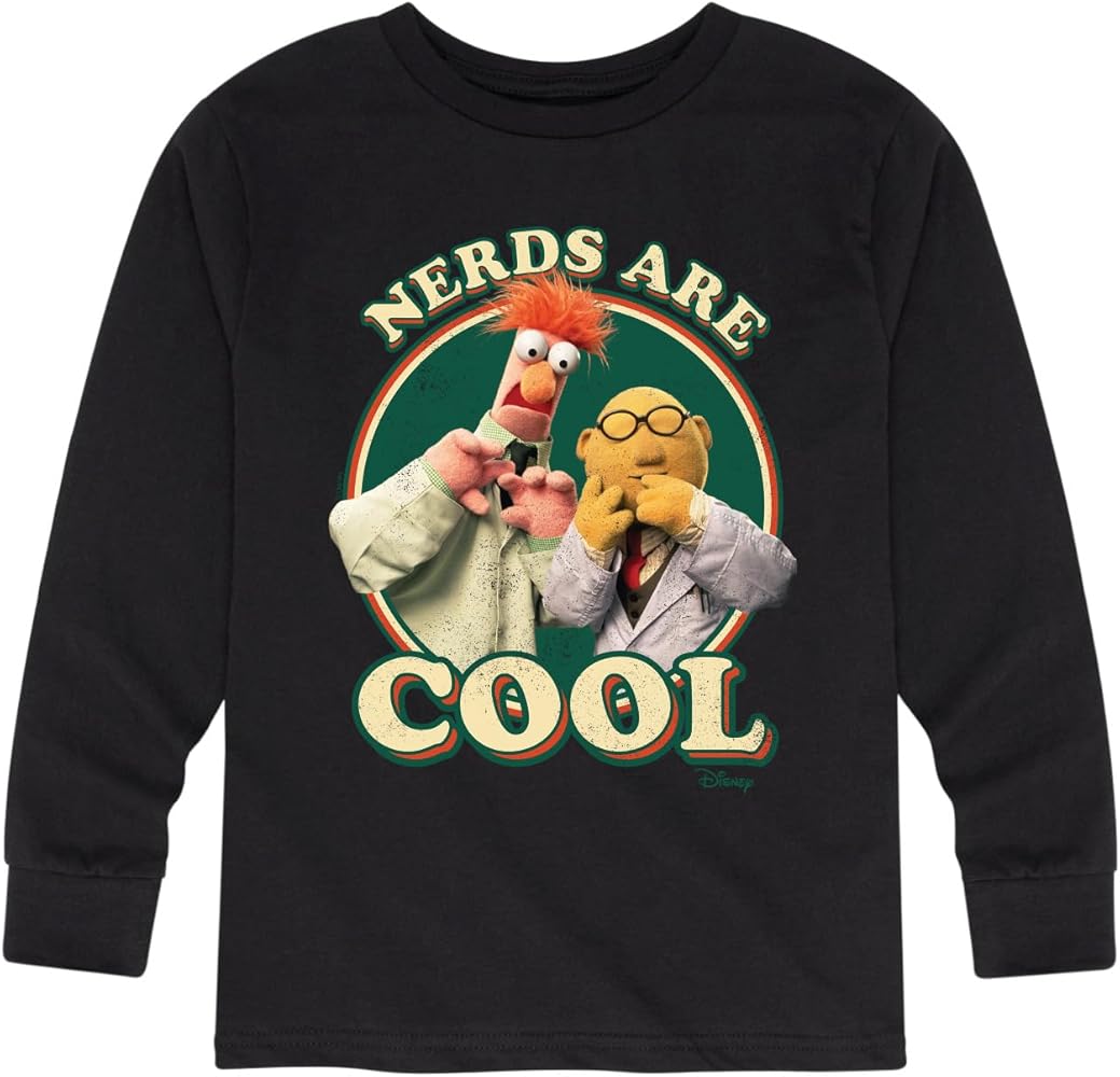 Disney The Muppets - Nerds are Cool - Toddler and Youth Long Sleeve Graphic T-Shirt - Size X-Large Black