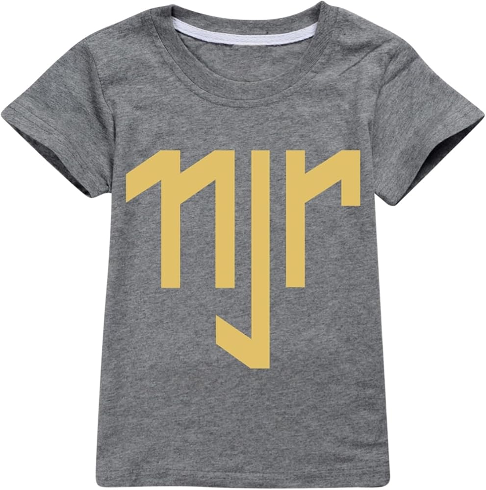 Boys Casual Summer Crewneck Tops Neymar JR Tshirts Short Sleeve Baggy Cozy Pullover Tees for Girls(7 Colors) Dark Gray