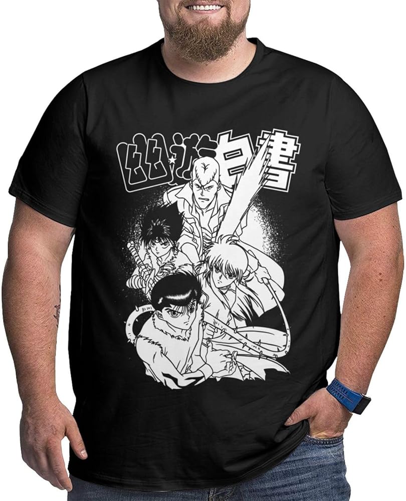 Anime Big Size Men's T Shirt Yu Yu Hakusho Crew Neck Short-Sleeve Tee Tops Custom Tees Shirts