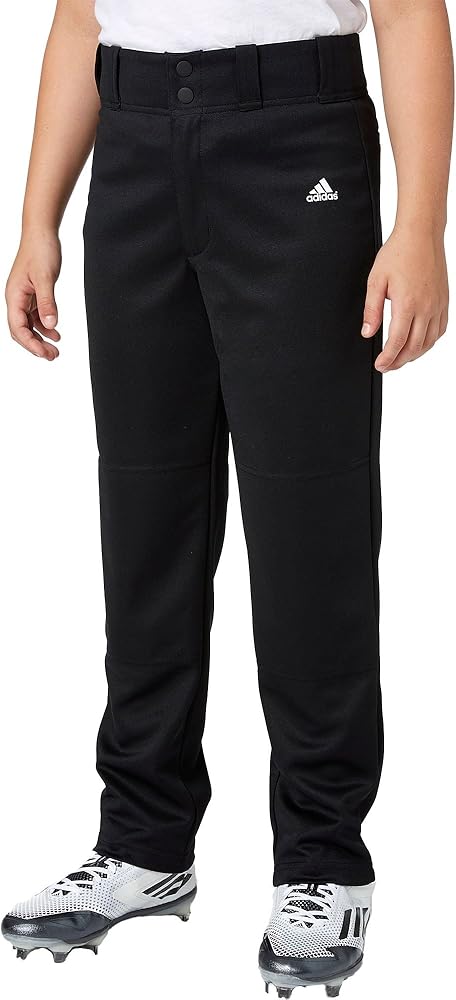 adidas Boys Triple Stripe Open Bottom Lightweight Relaxed Fit Baseball Pants (Black/XX-Small)