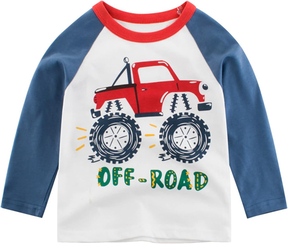 Eoailr Shirts for Boys,Toddler Kids Baby Boys Girls Car Letter Print Long Sleeve Crewneck T Shirts Tops Tee Clothes 1-7 Years