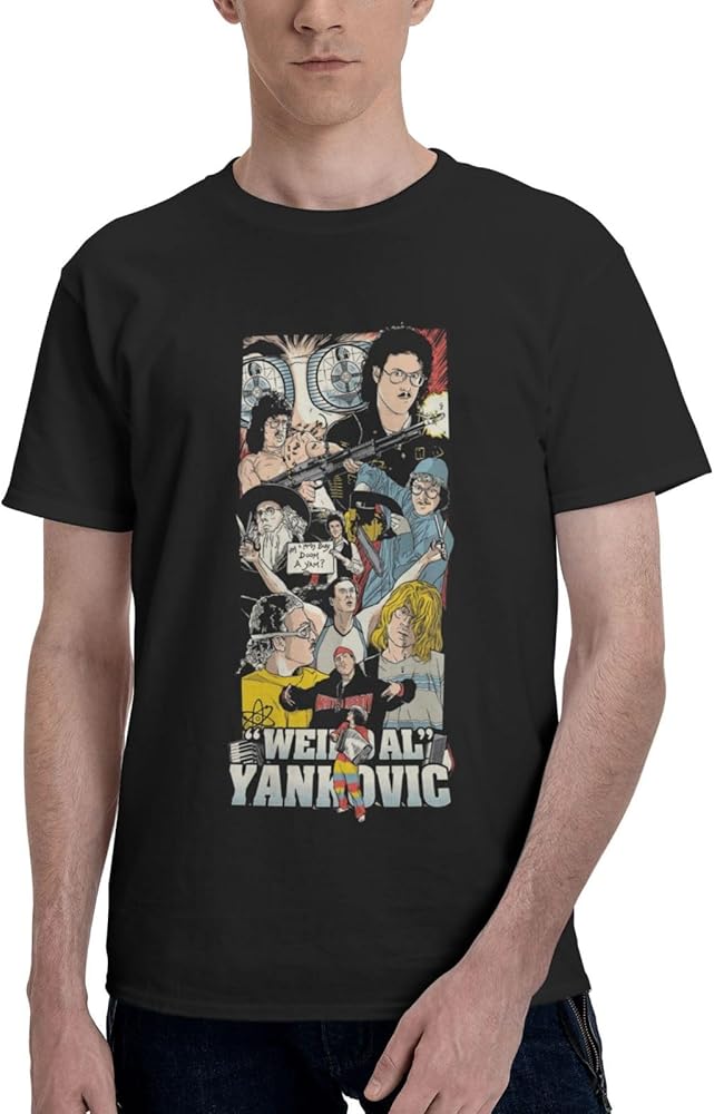 Rock Band T Shirts Weird Al Yankovic Men's Summer Cotton Tee Crew Neck Short Sleeve Shirts Black