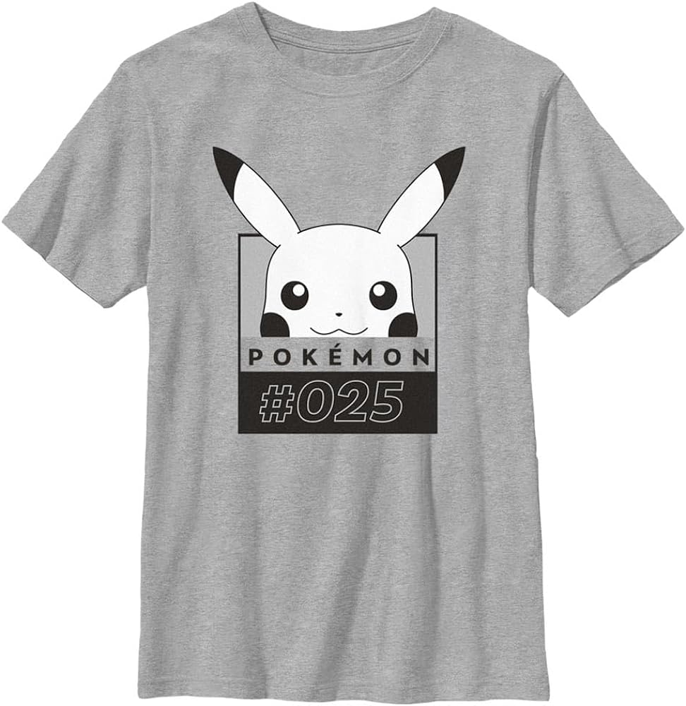 Pokemon Kids Pikachu Face 025 Boys Short Sleeve Tee Shirt