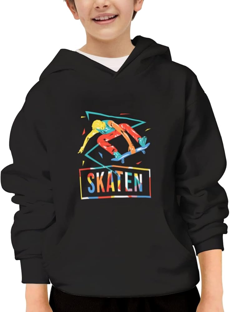 Unisex Youth Hooded Sweatshirt Skating Skateboard Cute Kids Hoodies Pullover for Teens