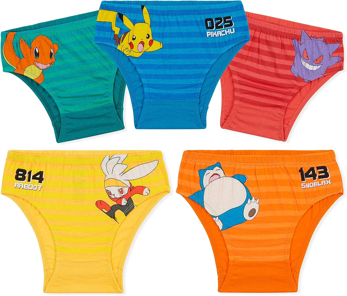 Pokemon Underwear for Boys and Teenagers - Soft Breathable 5 Pack of Boys Pants or Boxers 4-14 Years Teenagers Underpants