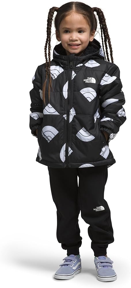 THE NORTH FACE Boys' Reversible Mount Chimbo Full Zip Hooded Jacket, TNF Black Next Gen Logo Print,2