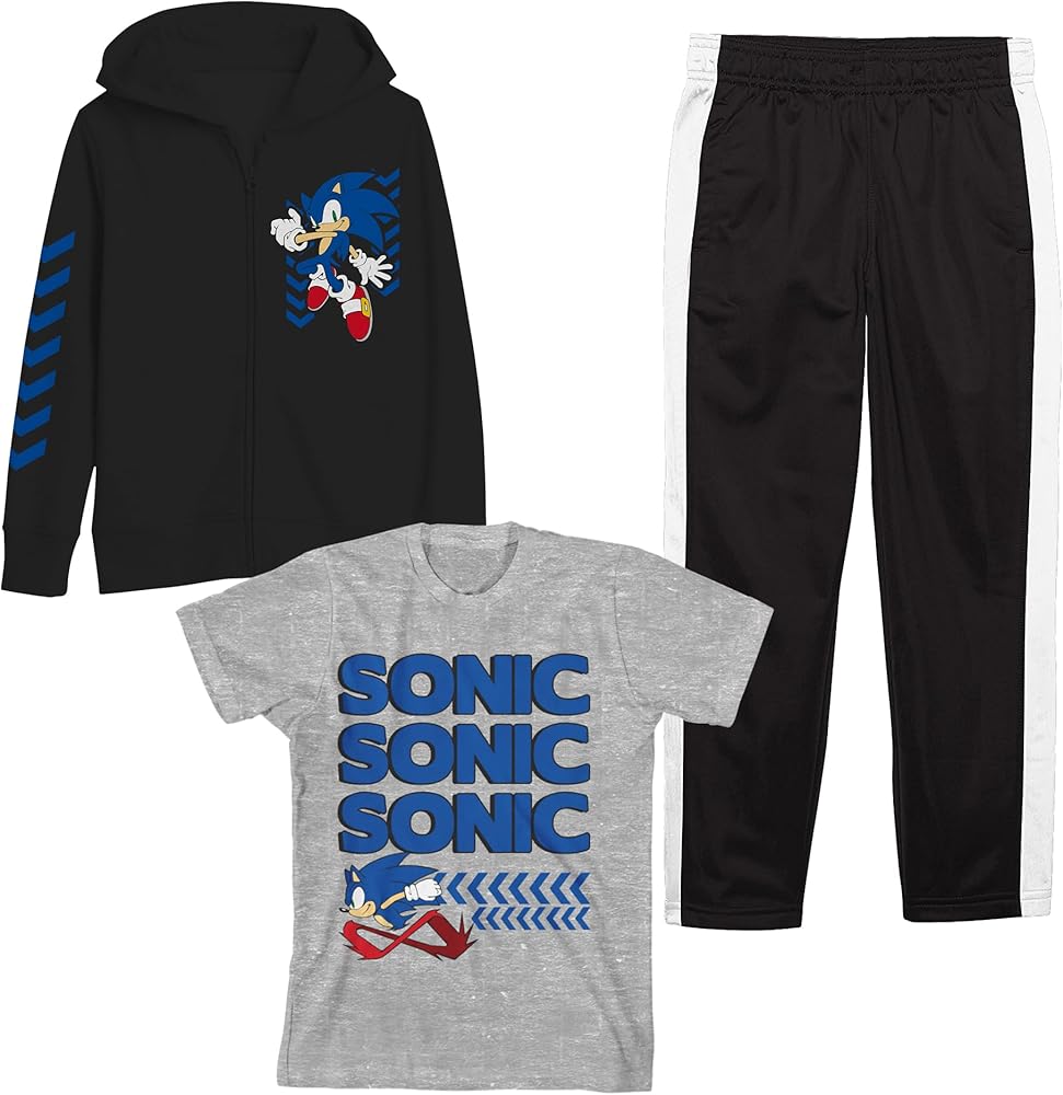 Youth Boys Sonic 3 pc Hoodie Jogger T-shirt combo