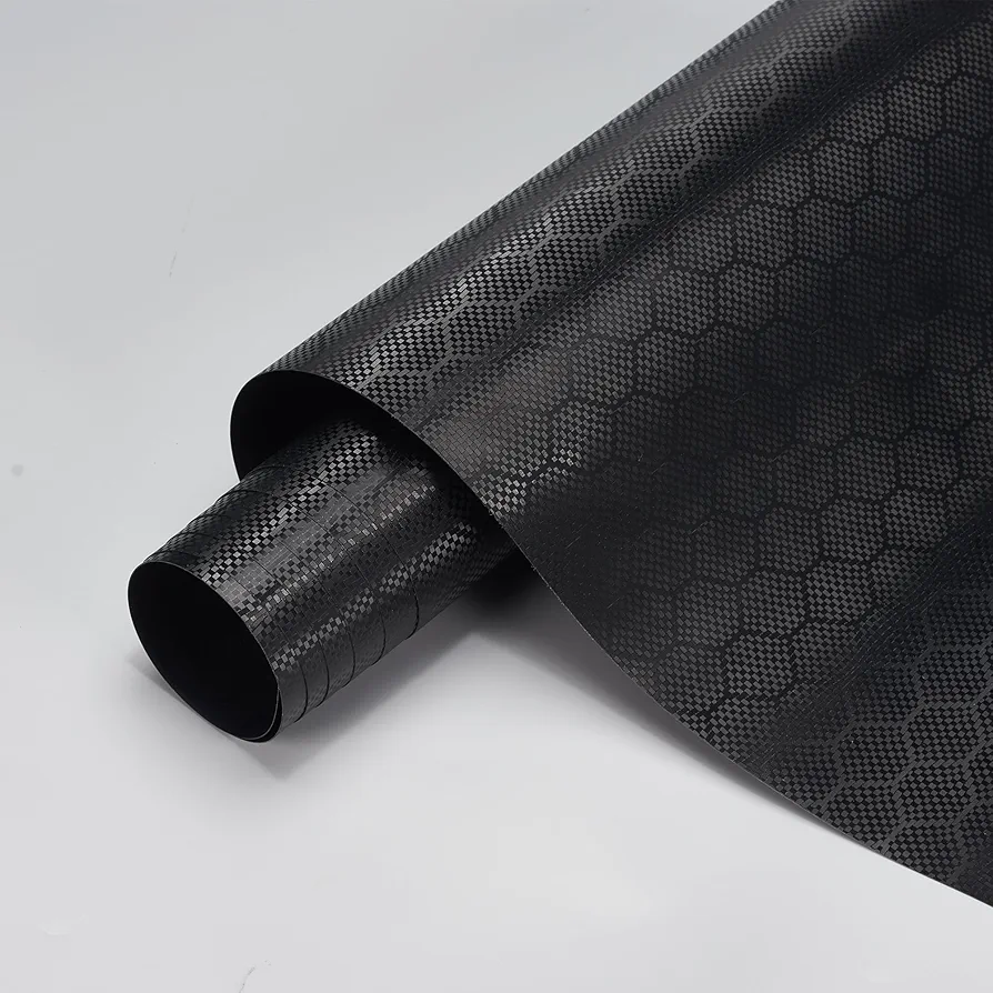 Black Honeycomb Pattern Carbon Fiber Car Vinyl Wrap Roll Black Carbon Fiber Matte Finish Car Body Protective Film for Vehicle Exterior Decoration, 59.84" x 23.62"