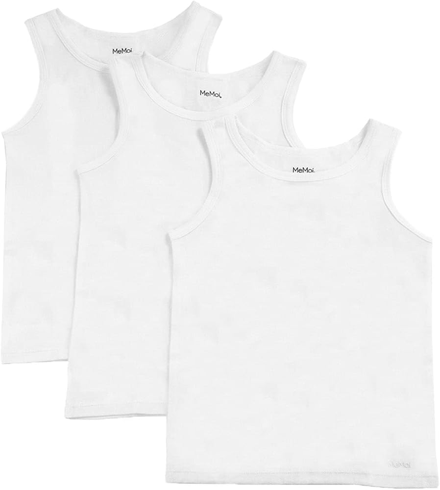 MeMoi Boys Shorter White Tank Top 3 Pack