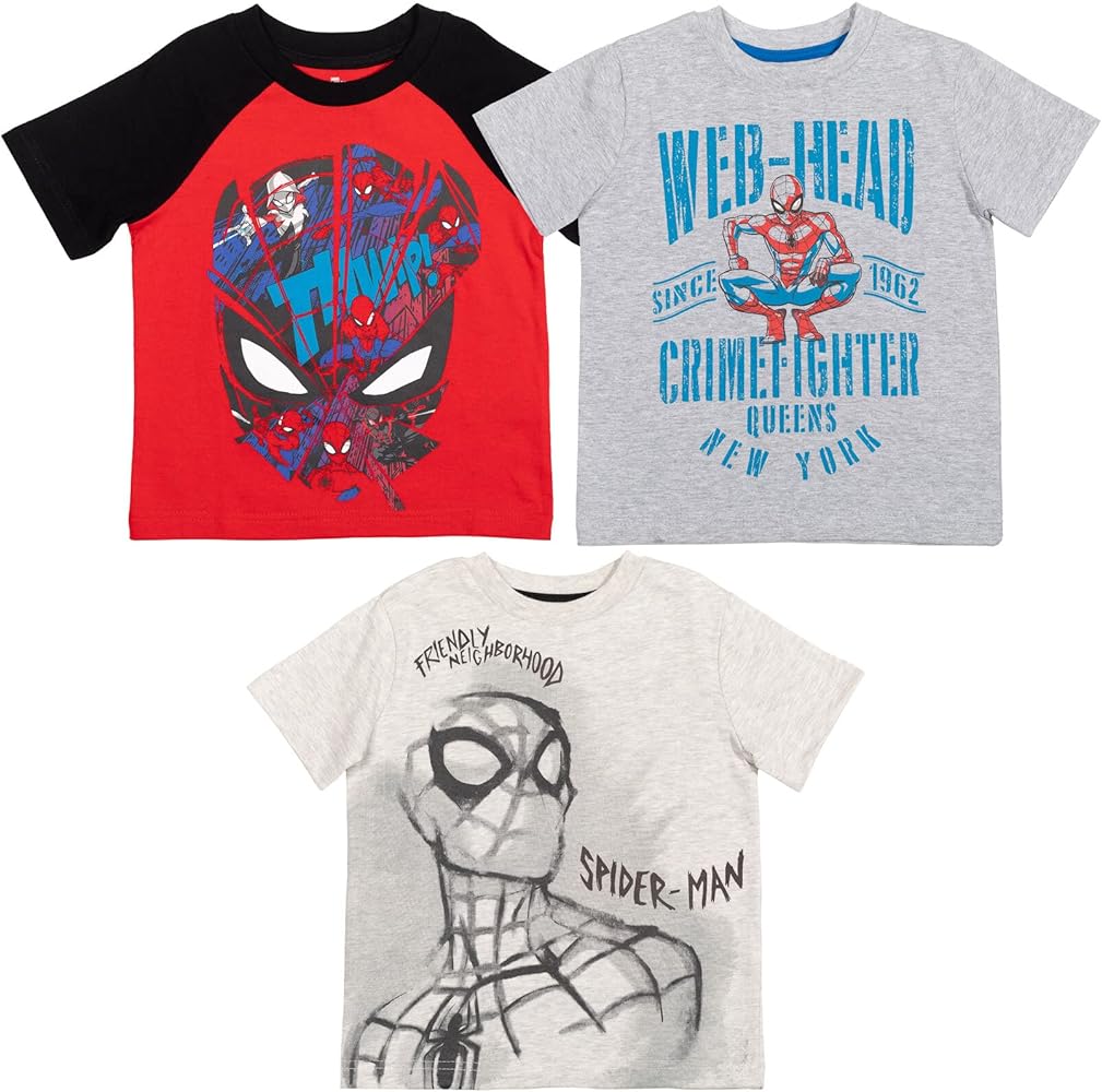 Marvel Spider-Man Spider-Gwen Miles Morales 3 Pack T-Shirts Toddler to Big Kid