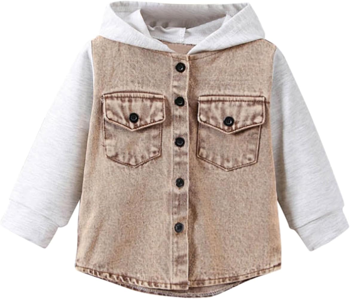 Children's T Shirt Long Sleeved Hooded Denim Patchwork Top Casual Going Out for Boys Or Girls 7 Basketball