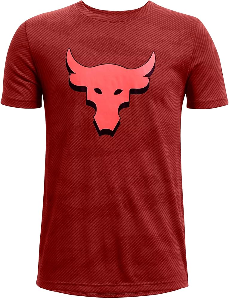 Under Armour Boys' Project Rock Graphic T-Shirt (as1, Alpha, x_l, Regular, Heritage Red/Tangerine)