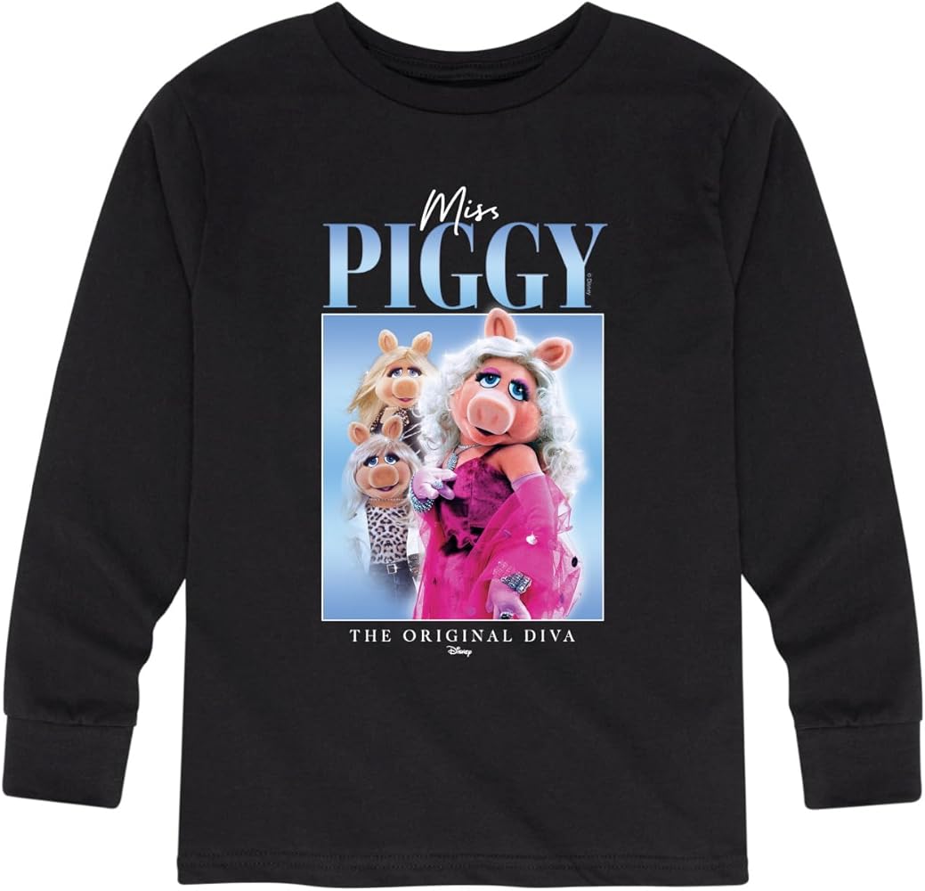 Disney The Muppets - Miss Piggy Original Diva - Toddler and Youth Long Sleeve Graphic T-Shirt - Size Large Black