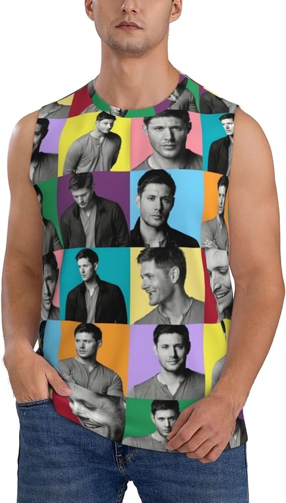 Jensen Ackles Tank Top Men's Summer Casual Novelty Polyester Sleeveless Tee Shirts for Men