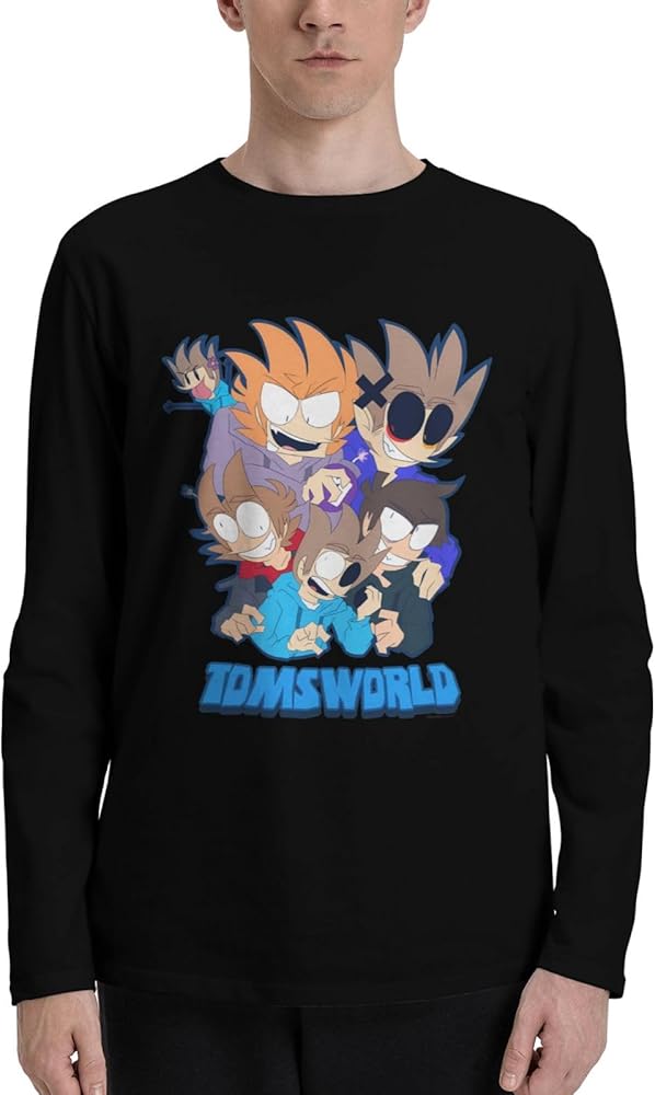 Anime Eddsworld T Shirt Mens Summer O-Neck T-Shirts Casual Long Sleeve Tee Black