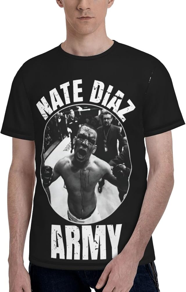 Nate Diaz T Shirt Man's Summer Comfortable Fit Soft Short Sleeve Crew Neck Basic Tee Tops