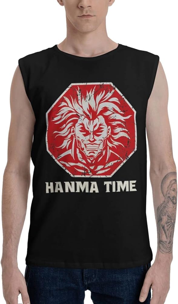 Anime Baki The Grappler Hanma Time Tank Top Mens Summer Sleeveless Tee Casual Running Workout Sport Vest