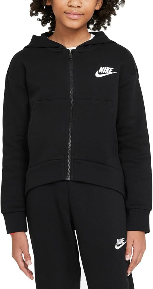 Nike Sportswear Club Fleece Full Zip Hoodie (Little Kids/Big Kids) Black