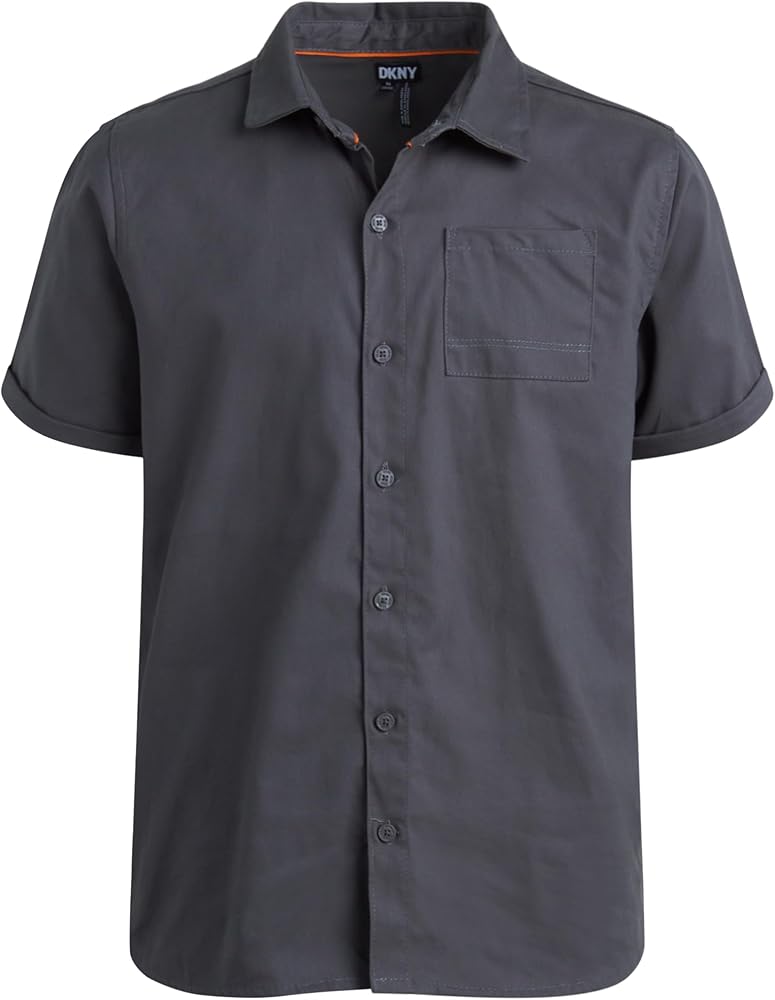 DKNY Boys' Shirt - Classic Fit Short Sleeve Button Down Shirt (Size: 4-20)