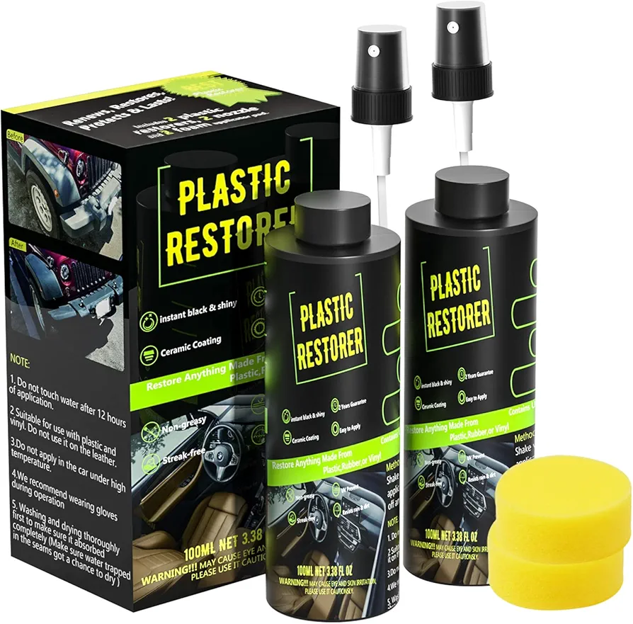 Plastic Restorer Ceramic Coating for Cars - Plastic Trim Restore - Resists Water, Dirt, UV Rays, Not Dressing, Hydrophobic Trim Coating, Bring Plastic, Rubber, and Vinyl Back to Life