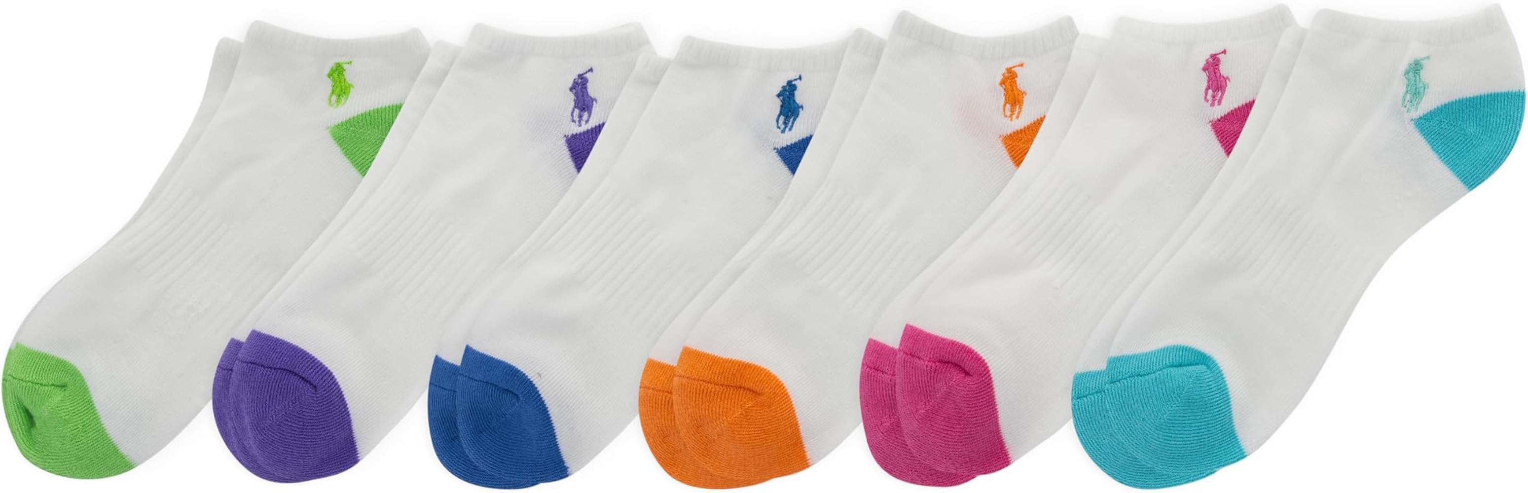 Polo Ralph Lauren Girls' Classic Sport Low Cut Socks-6 Pair Pack-Soft Stretchy Yarn & Arch Support