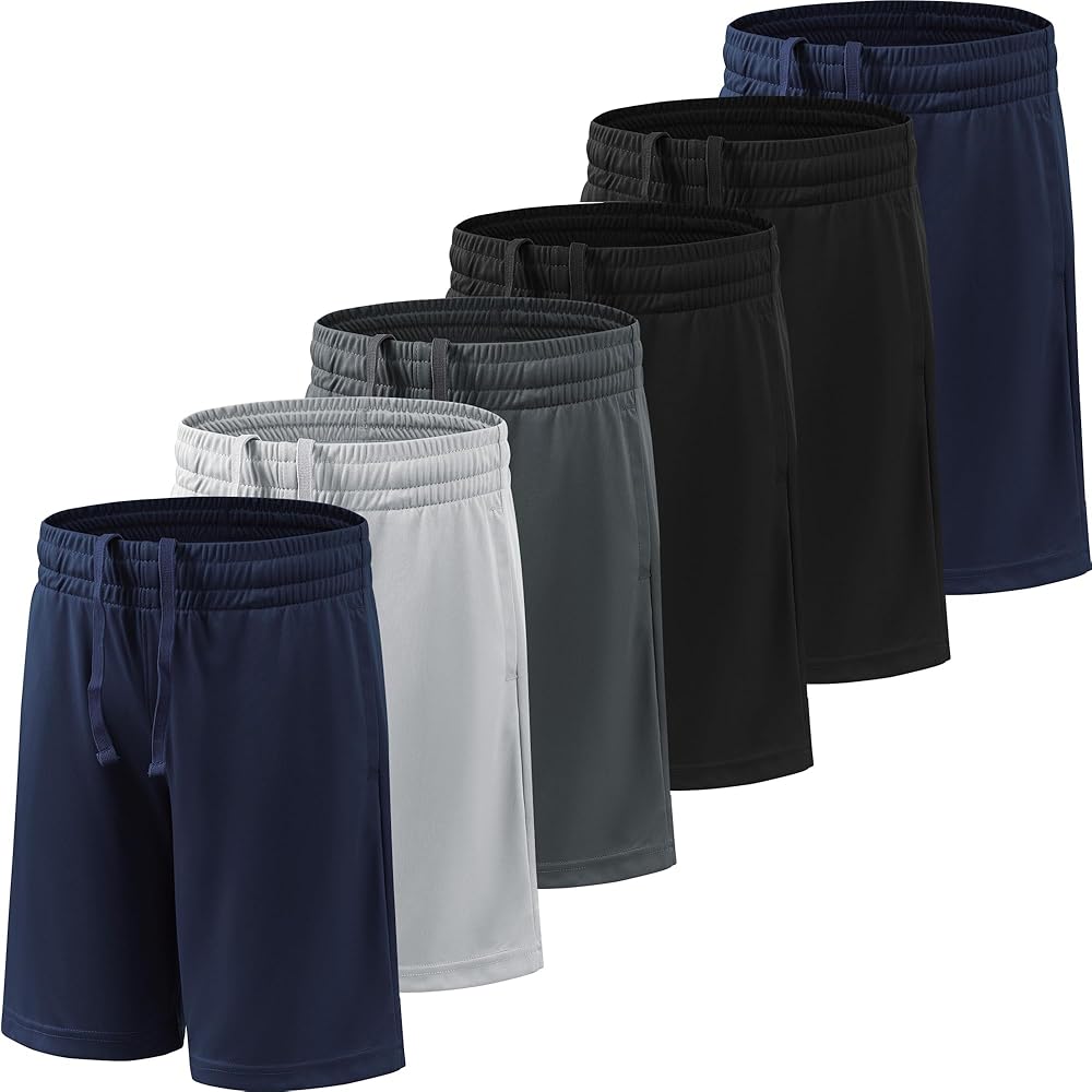 Boy's Basketball Shorts Youth Boy's Active Athletic Performance Shorts with Pockets Moisture Wicking Shorts for Boys