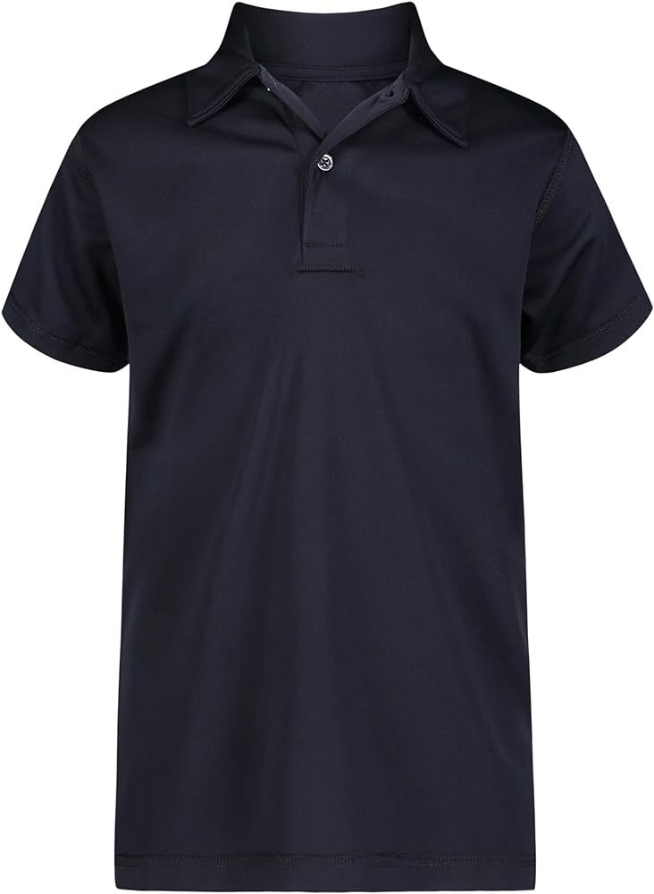 Nautica Boys' School Uniform Sensory-Friendly Short Sleeve Polo Shirt, Button Closure, Moisture Wicking Performance Material