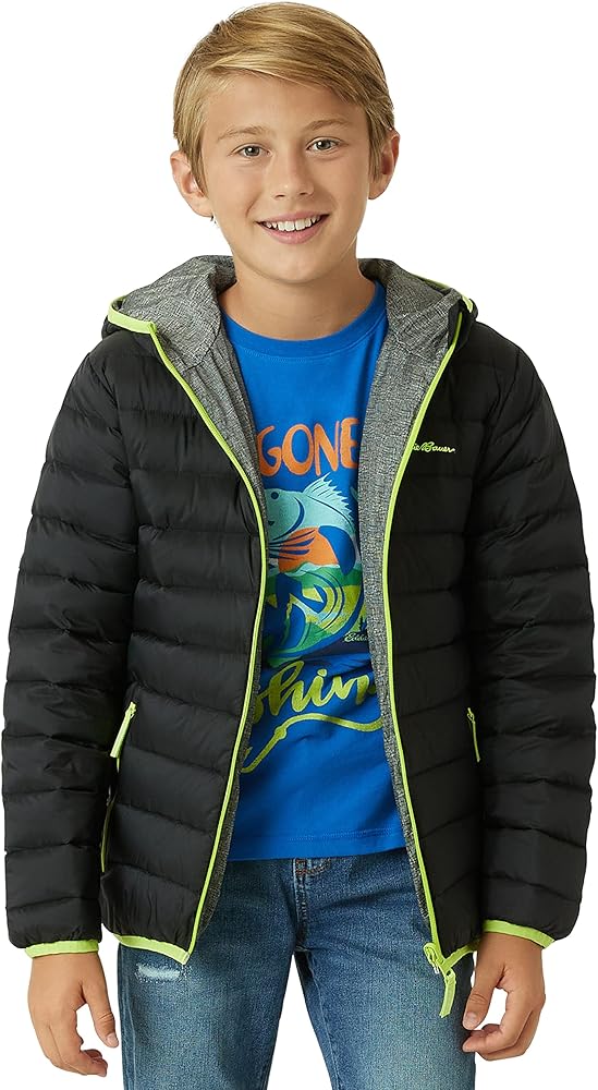 Eddie Bauer Boys' Reversible Jacket - Lightweight Waterproof Quilted Down Raincoat for Boys and Girls (3-20)