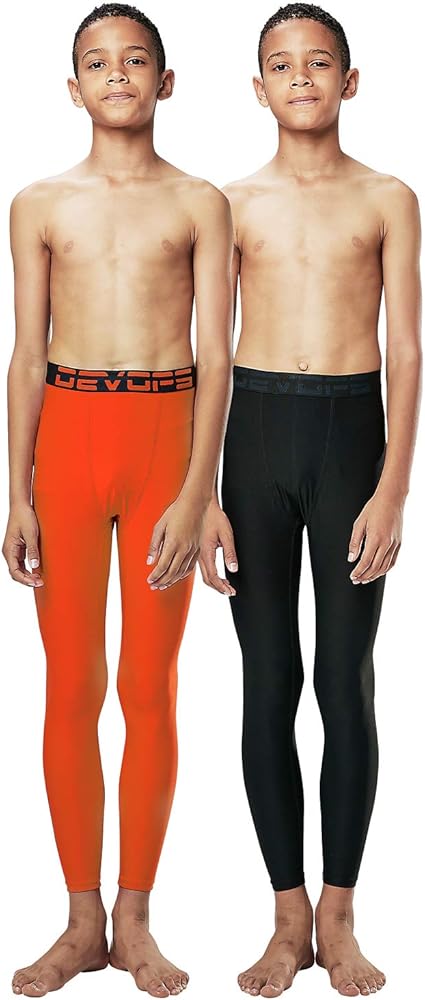 DEVOPS Boys 2~3 Pack UPF 50+ Compression Tights Sport Leggings & Shirt