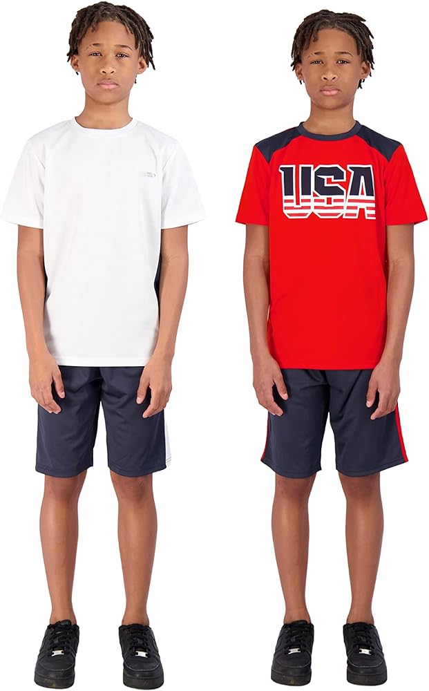 Hind 4-Piece Boys Basketball Shorts and Performance Athletic Shirt Set