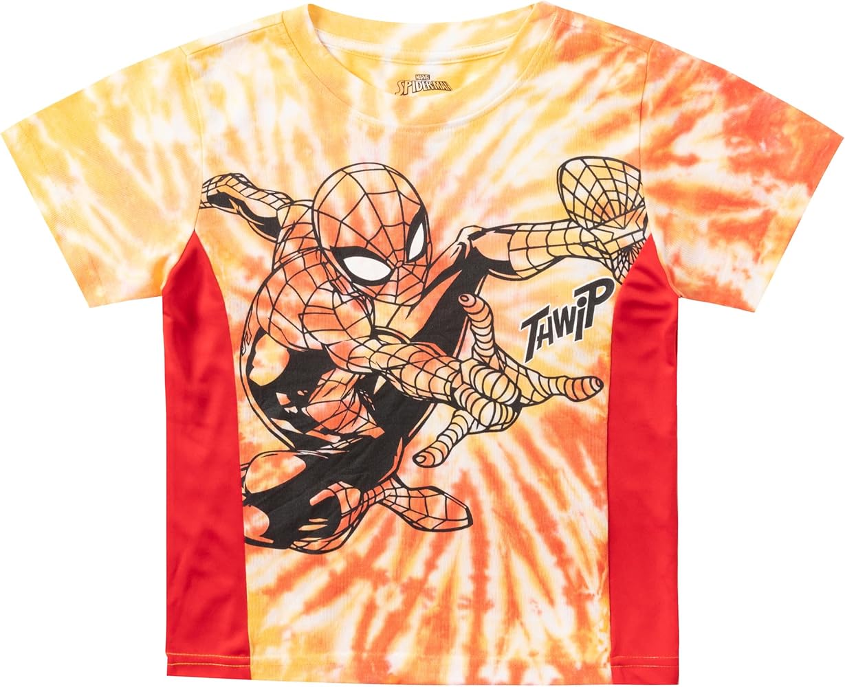 Marvel Spider-Man Boys Short Sleeve Shirt for Toddlers and Big Kids – Red/Grey