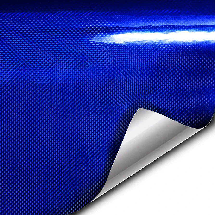 VViViD+ Blue High-Gloss Vinyl Car Wrap (1.5ft x 5ft) Premium Paint Replacement Film Roll with Diamond Air Release Technology, Non-Stretch Protective Cap Liner, Self Adhesive