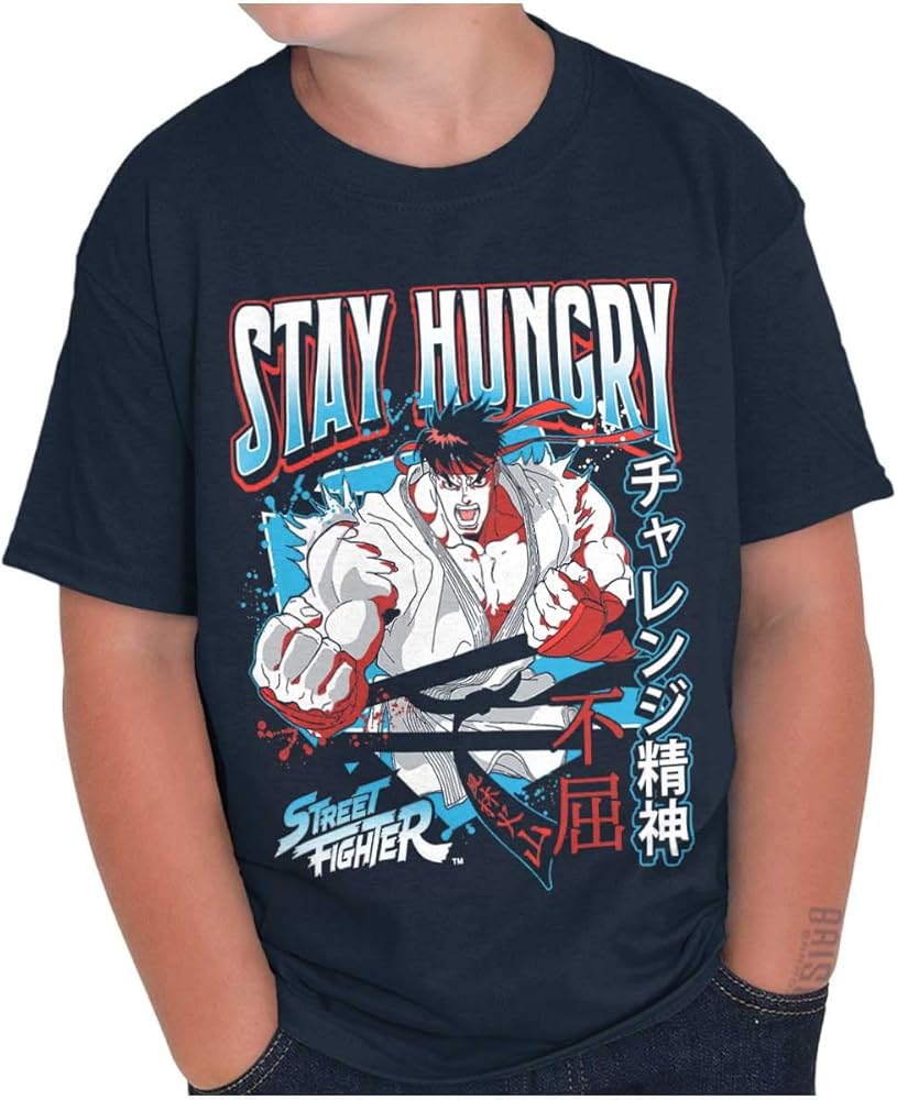 Street Fighter Ryu Stay Hungry Boys Kids T Shirt Tees Tops