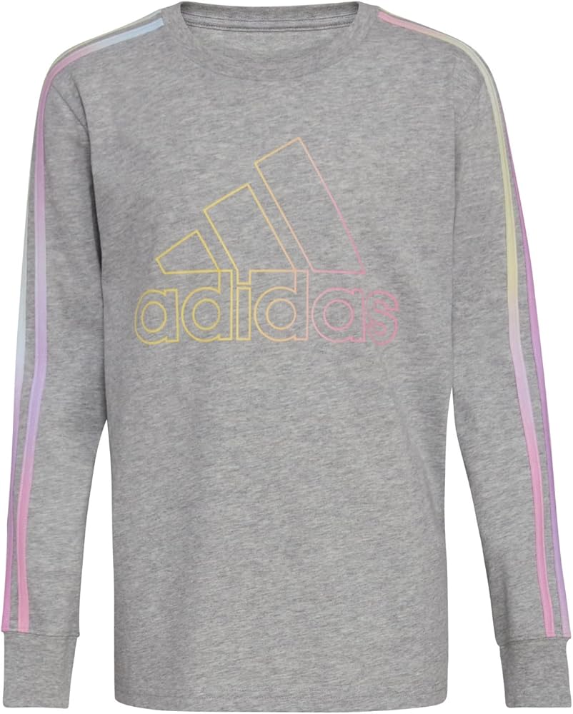 adidas Boys' Long Sleeve Cotton T-Shirt 3-Stripes Tee