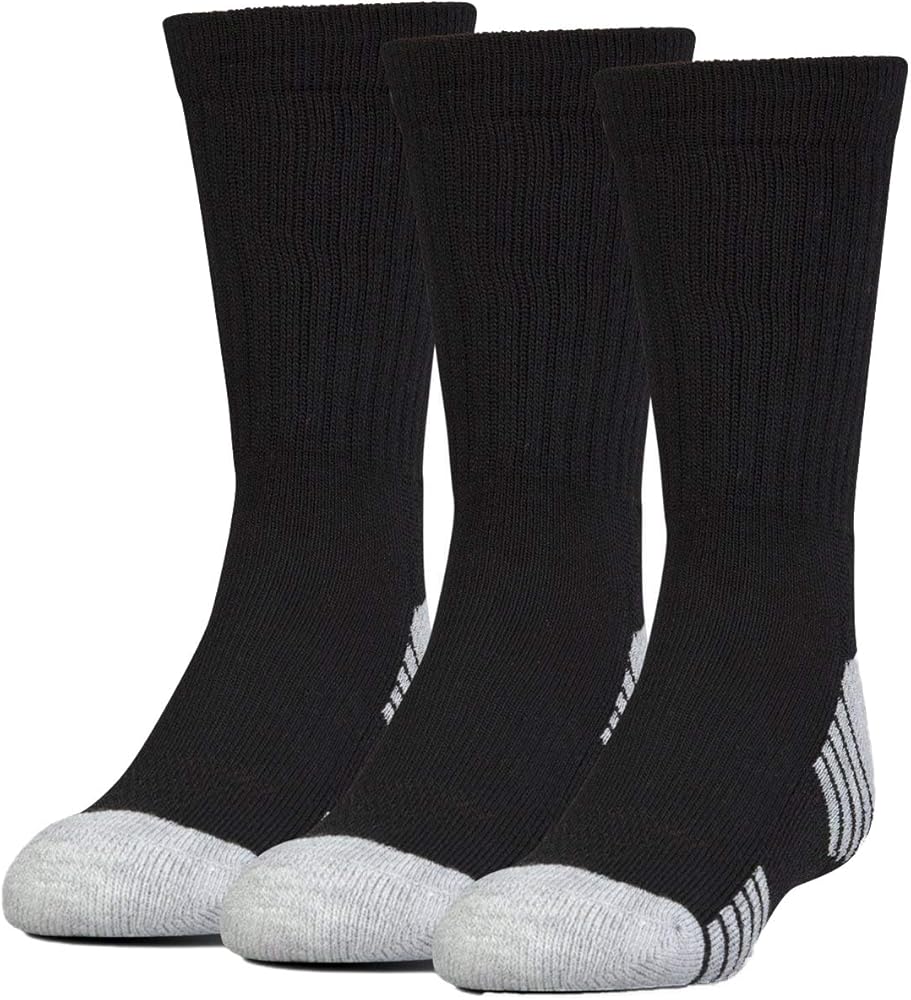 Under Armour Big Boys HeatGear Tech Crew Socks 3 Pack (B(1303207-001)/G, Medium)