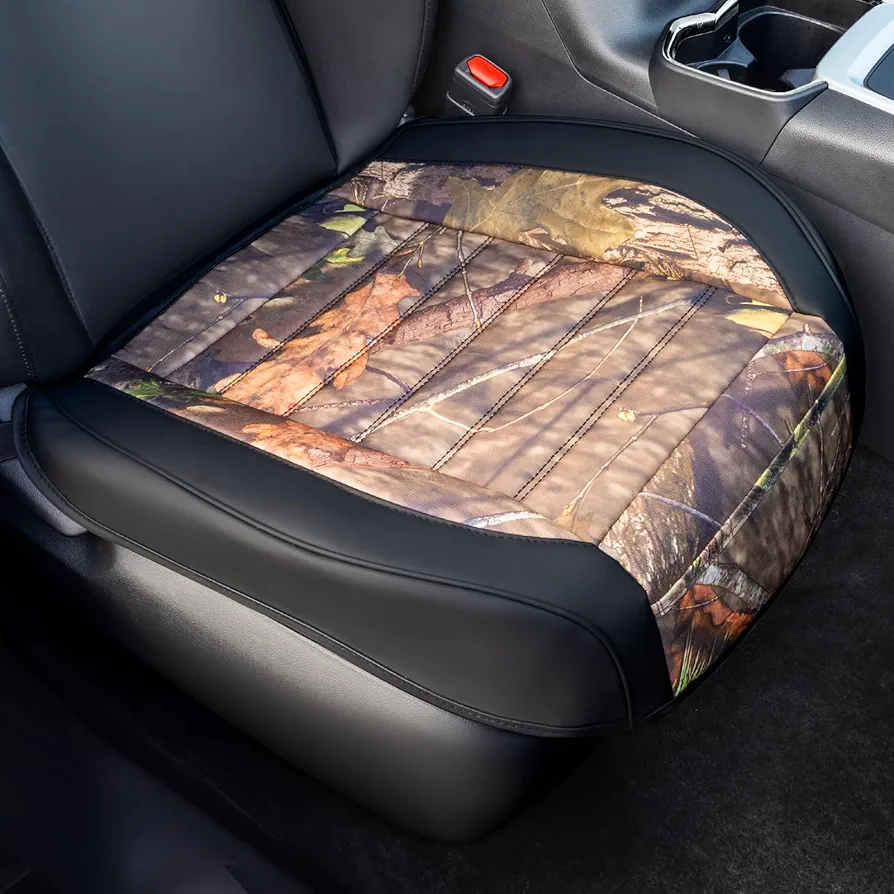 Mossy Oak Camo Car Seat Covers, Padded Bottom Seat Cushion Cover with Bottom Wrap-Around & Anti-Skid; for Cars SUV Truck Minivan, Front Seat Protector, Heavy Duty Denier with Storage Pocket, 2 Pack