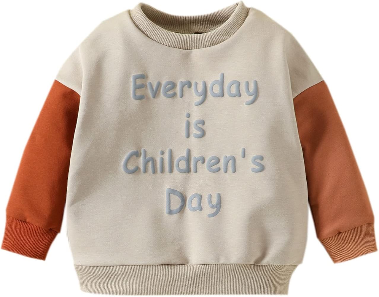 Toddler Newborn Infant Letters Prints Outfits Boys Sweatshirt Pullover Hoodie Tops Cute Youth Thermal Long Sleeve