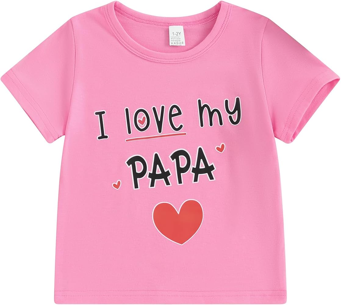 I Love My Papa Tshirt Kid Boy Girl Summer Tees Letter Heart Print Short Sleeve T-Shirt Top for Little Boys Girls