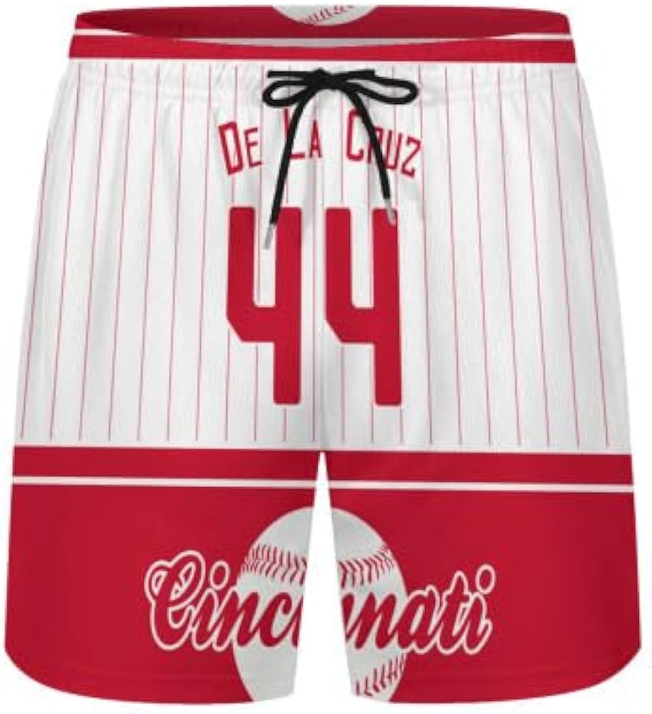 Youth's Beach Shorts #44 Red Mix White Summer Shorts Size M, De La Cruz