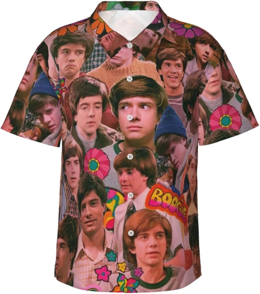 Man Short Sleeve Hawaiian Tshirt for That TV 70s Show T-Shirt,80s&90s T Shirt Summer Lapel Collar top