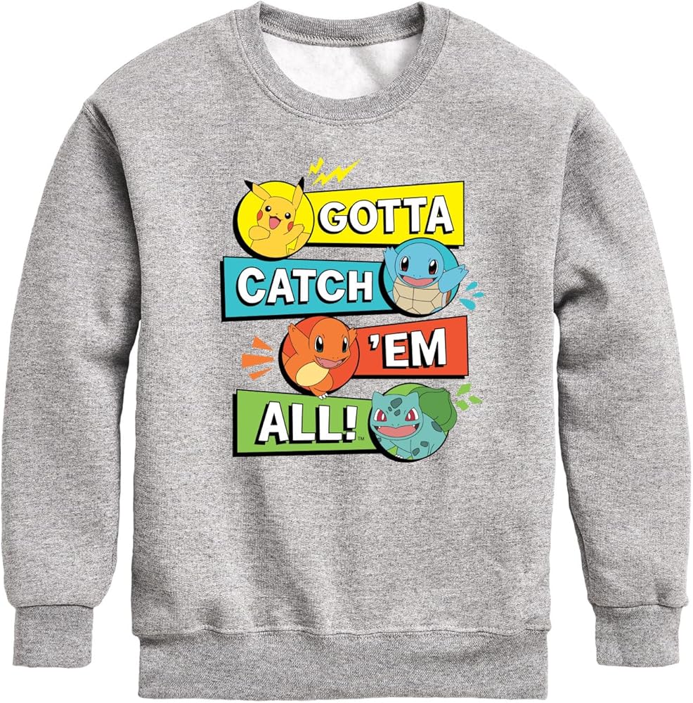 HYBRID APPAREL - Pokémon Kanto Starters - Kids Crewneck Fleece Sweatshirt