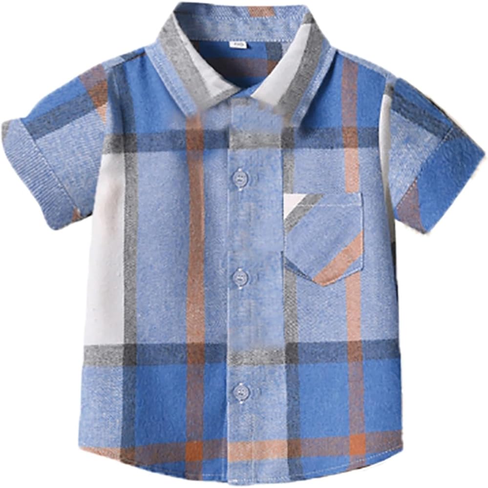 Toddler Boys Short Sleeve Cartoon Plaid Prints Gentleman T Shirt Tops Women's Top Undershirts