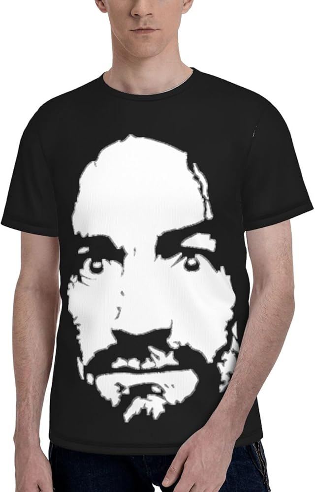 fozzy Charles Manson T Shirt Men's Summer Comfortable Fit Soft Short Sleeve Round Neck Basic Tee Tops