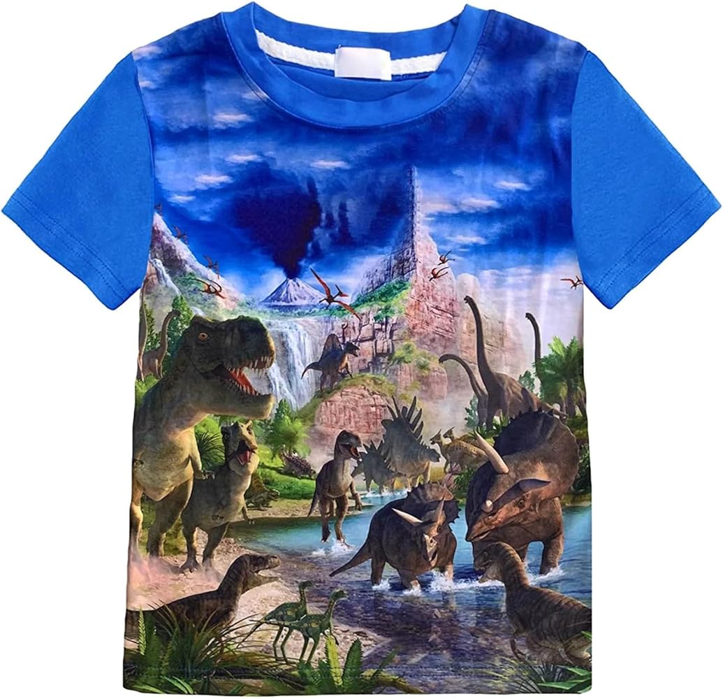 Summer Children's Cartoon T Shirt Dinosaur Print Short Sleeve Cute Tops Toddler Girls Boys Casual Infant Kids Tees