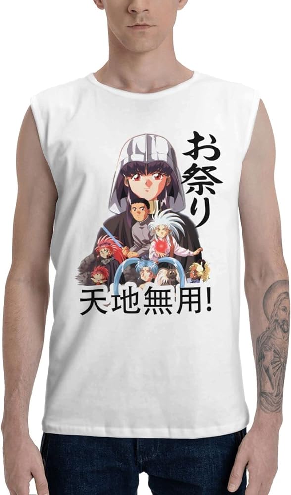 Anime Tenchi Muyo Tank Top Men's Summer Sleeveless Tee Casual Running Workout Sport Vest