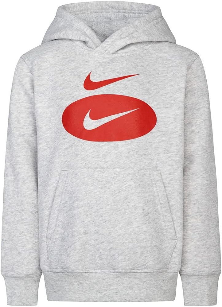 Nike Little Boys Swoosh Pack Pullover Hoodie (US, Numeric, 5, Regular, Grey Heather)