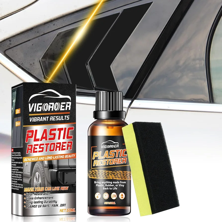 Plastic Restorer for Cars, Lasting Auto Restoring Liquid, Qucik Hydrophobic Ceramic Trim Coating Kit, Exterior and Interior Plastic Revitalizing (Plastic)