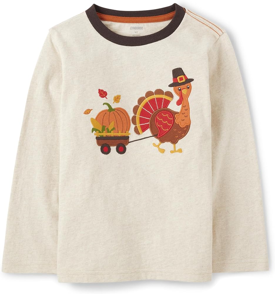 Gymboree Boys' and Toddler Embroidered Graphic Long Sleeve T-Shirts